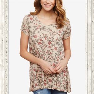 Jessica Simpson Side Slit Floral Nursing Tunic L